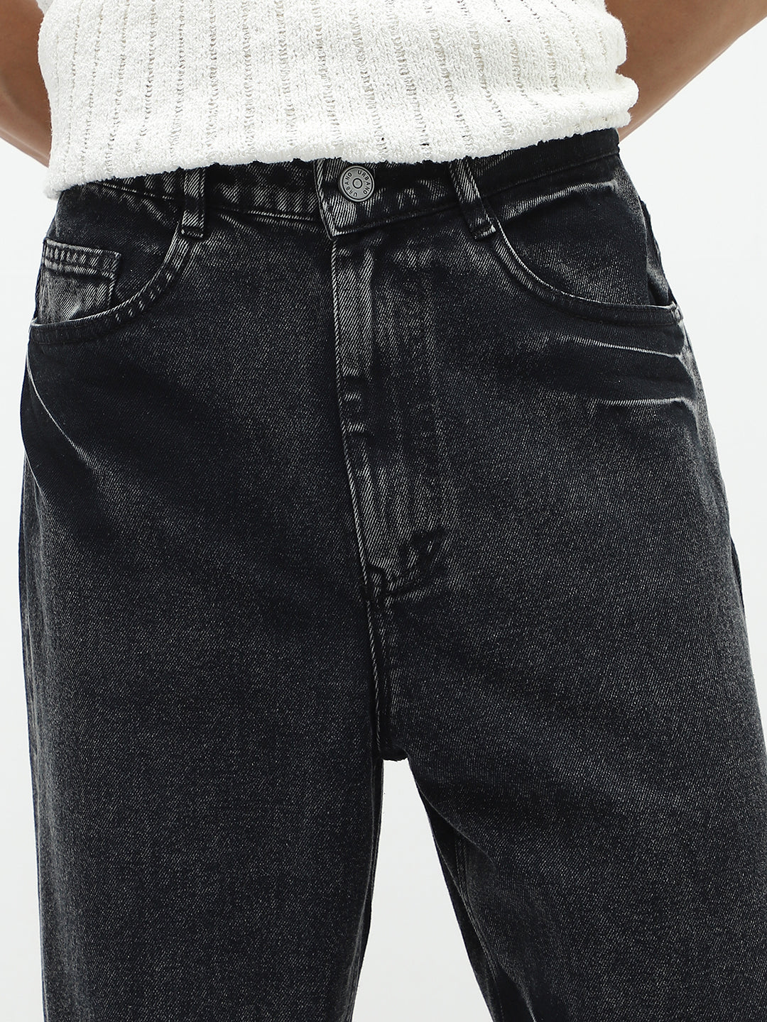 Men's Black Loose Baggy Fit Washed Jeans Non-Stretchable - Image 5