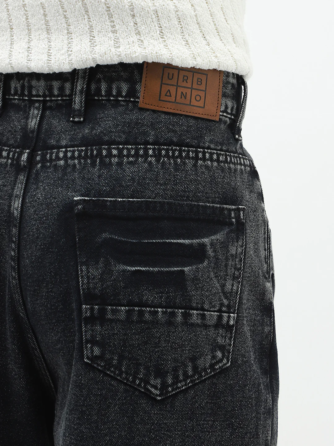 Men's Black Loose Baggy Fit Washed Jeans Non-Stretchable - Image 6