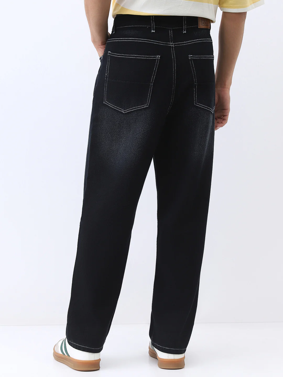 Men's Black Loose Baggy Fit Washed Jeans Non-Stretchable - Image 4