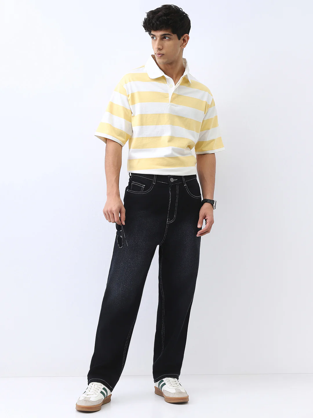 Men's Black Loose Baggy Fit Washed Jeans Non-Stretchable - Image 5