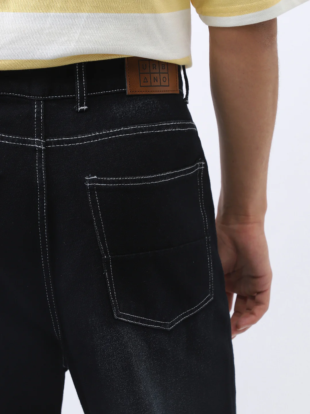 Men's Black Loose Baggy Fit Washed Jeans Non-Stretchable - Image 7
