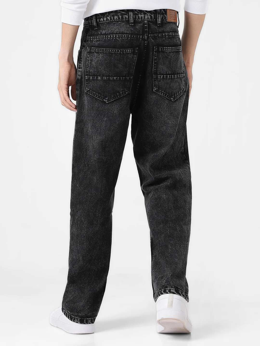Men's Black Loose Baggy Fit Washed Jeans Non-Stretchable - Image 3
