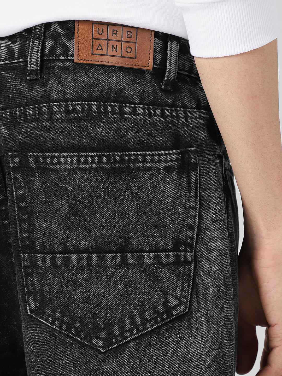 Men's Black Loose Baggy Fit Washed Jeans Non-Stretchable - Image 5