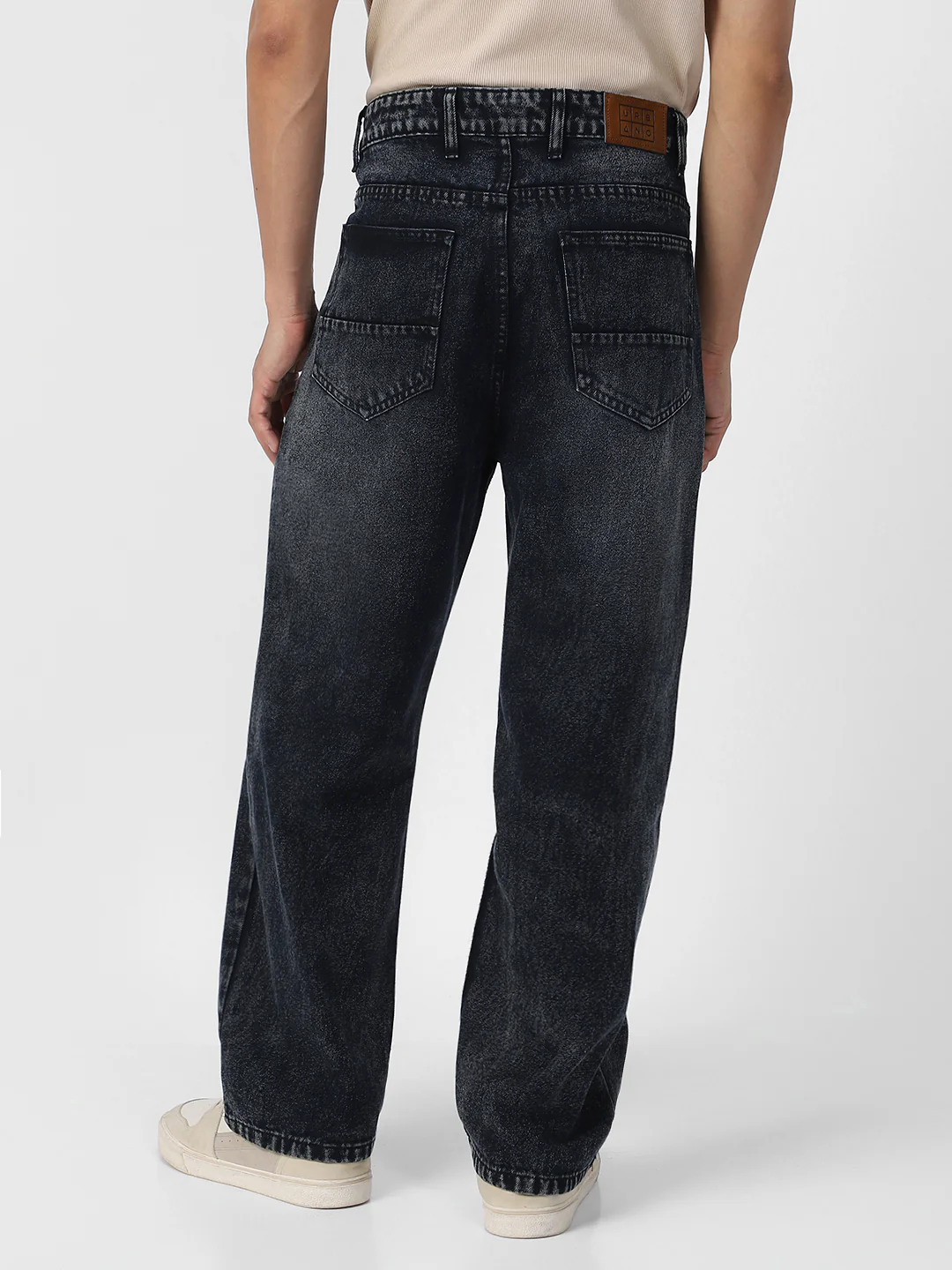 Men's Black Loose Baggy Fit Washed Jeans Non-Stretchable - Image 3