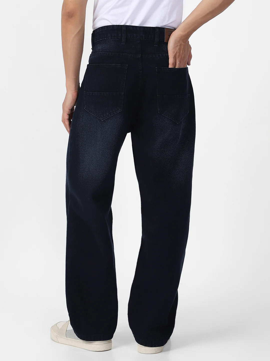Men's Black Loose Baggy Fit Washed Jeans Non-Stretchable - Image 3