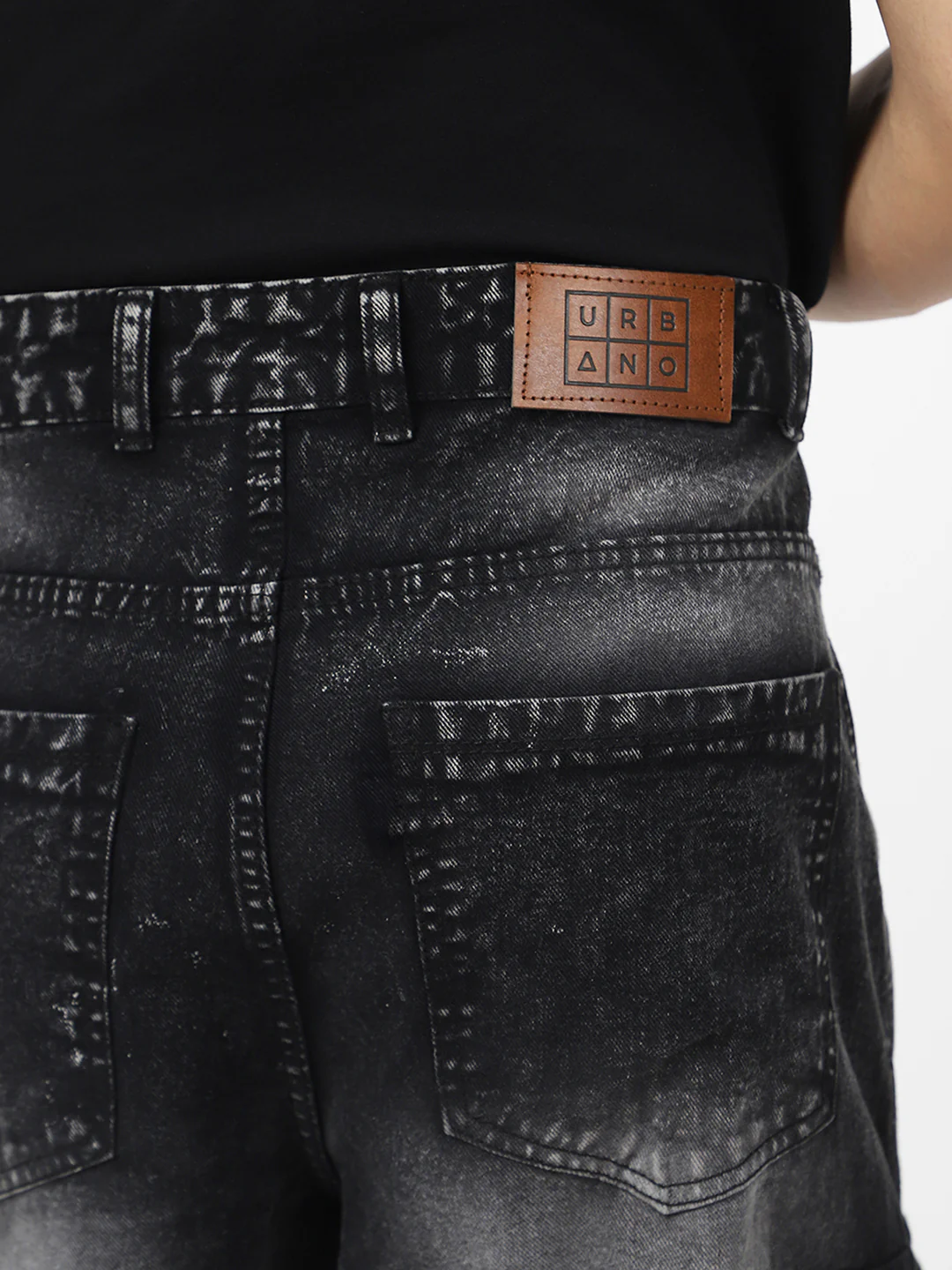 Men's Black Loose Baggy Fit Washed Cargo Jeans with 7 Pockets Non-Stretchable - Image 6