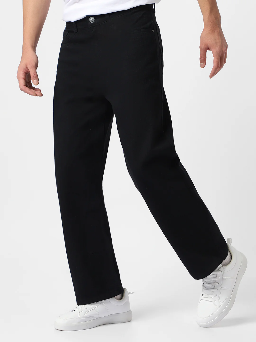 Men's Black Loose Fit Washed Jeans Non-Stretchable - Image 2