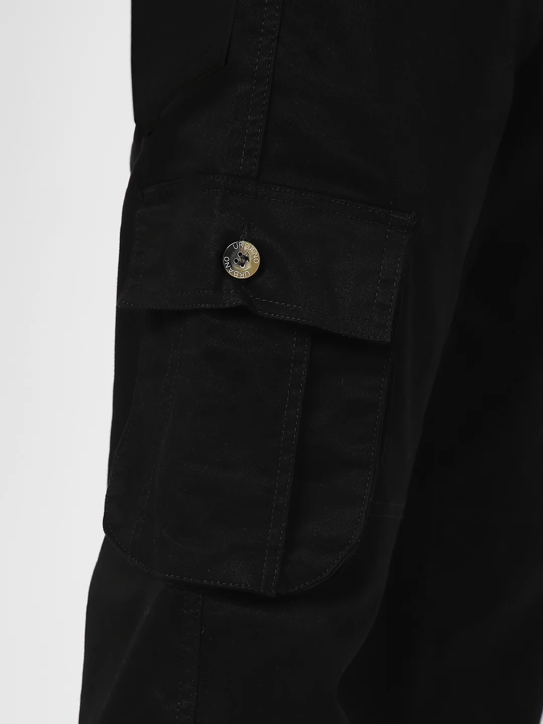 Men's Black Regular Fit Solid Cargo Chino Pant with 6 Pockets - Image 6