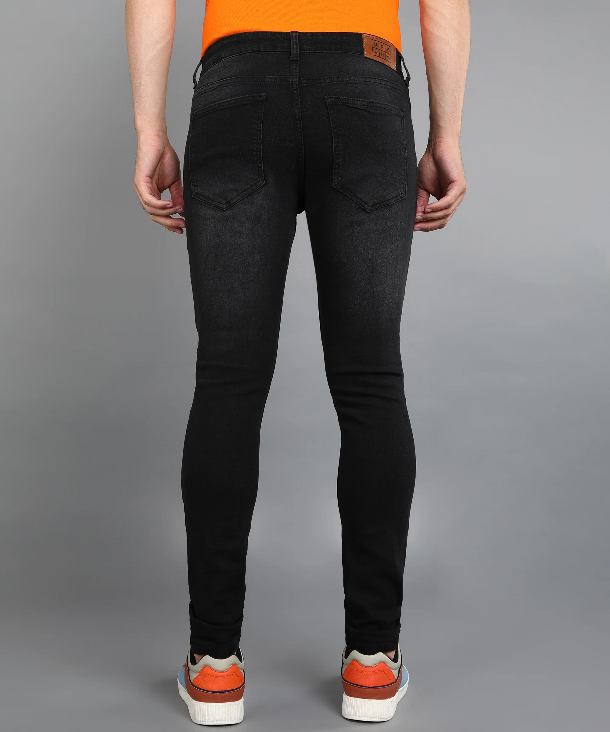 Men's Black Regular Fit Washed Jeans Stretchable - Image 3