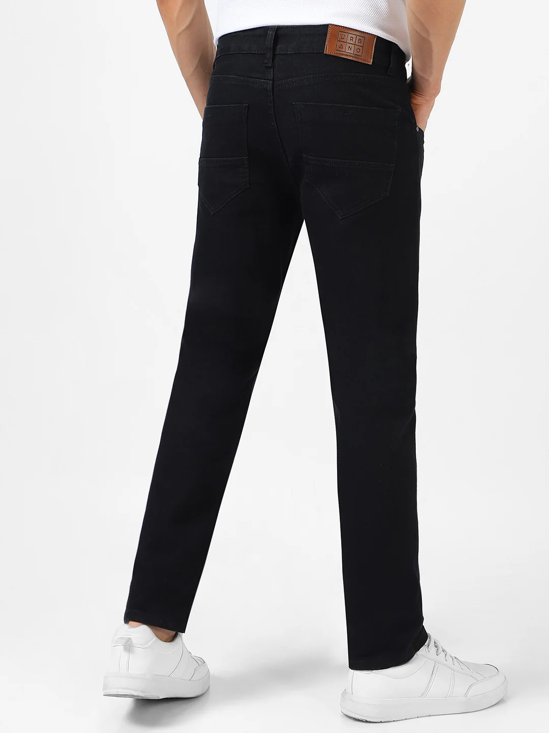 Men's Black Regular Fit Washed Jeans Stretchable - Image 3