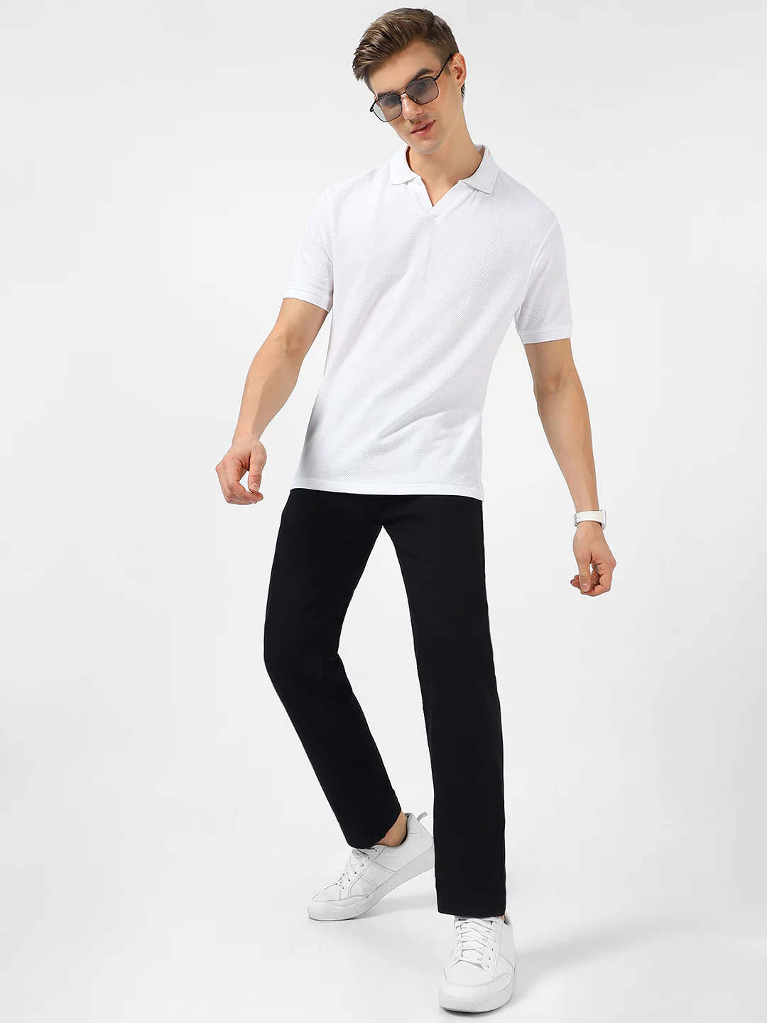 Men's Black Regular Fit Washed Jeans Stretchable - Image 4