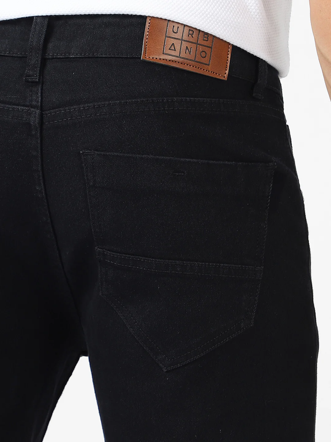 Men's Black Regular Fit Washed Jeans Stretchable - Image 6