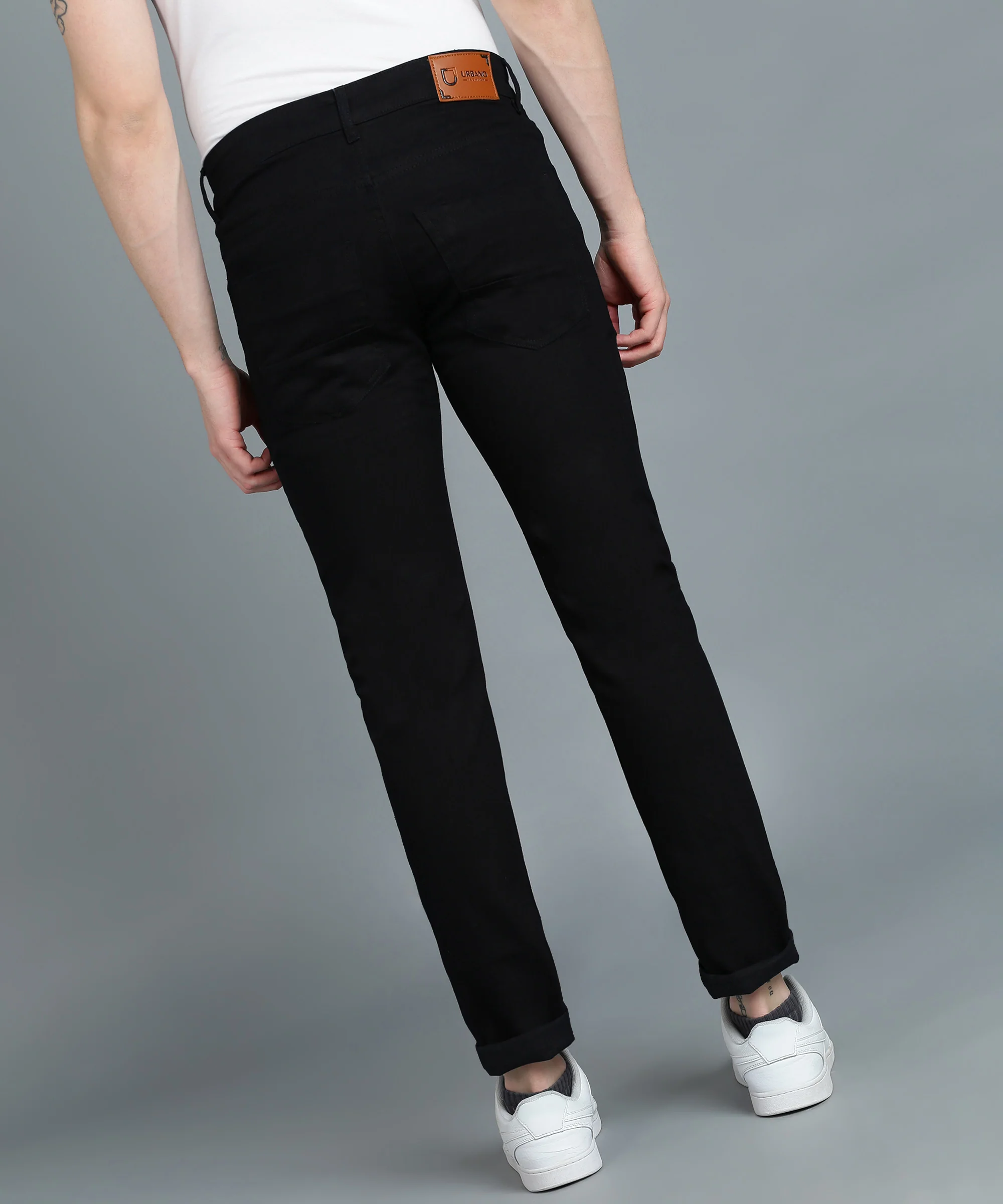 Men's Black Regular Fit Washed Jeans Stretchable - Image 3