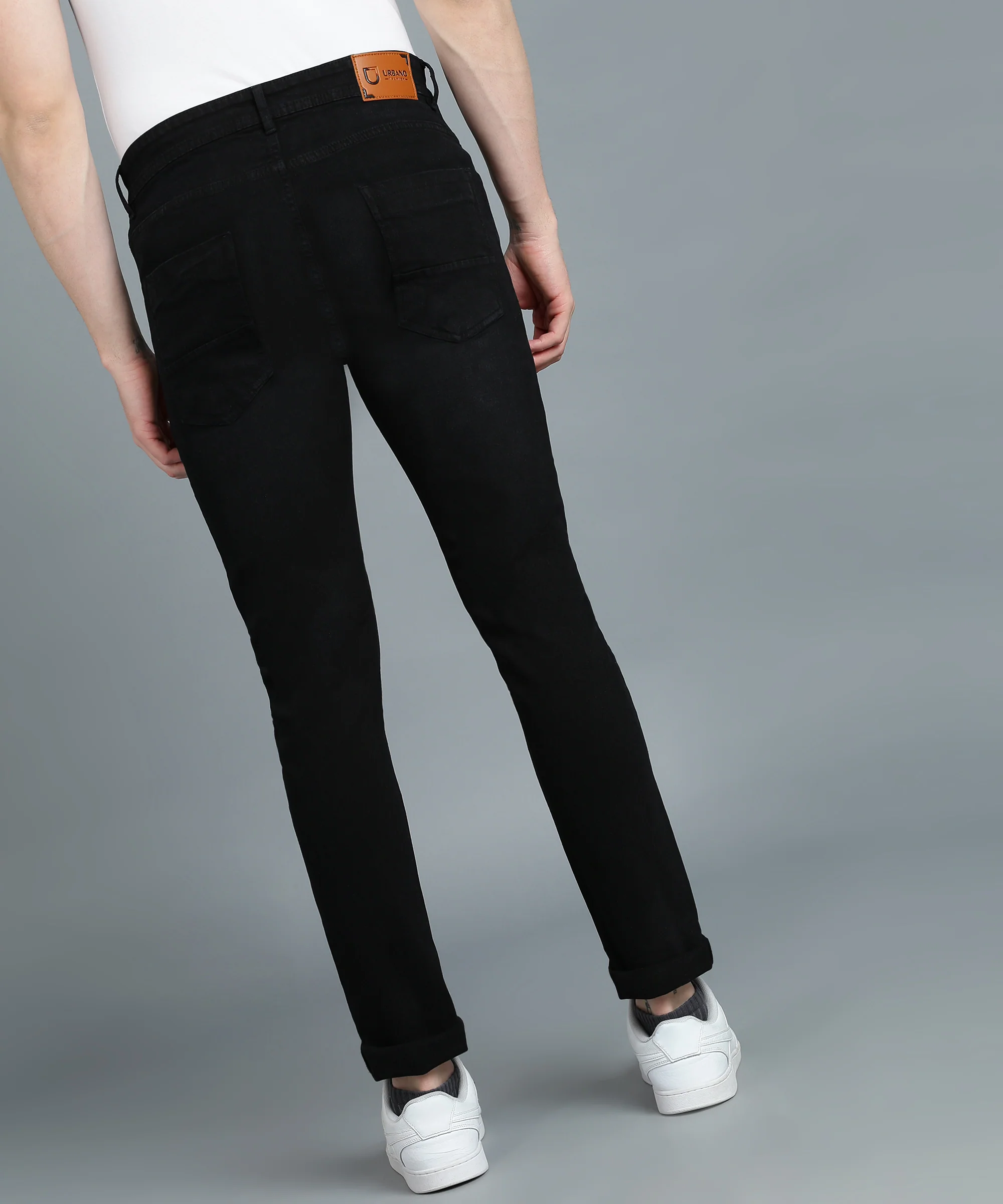 Men's Black Regular Fit Washed Jeans Stretchable - Image 3