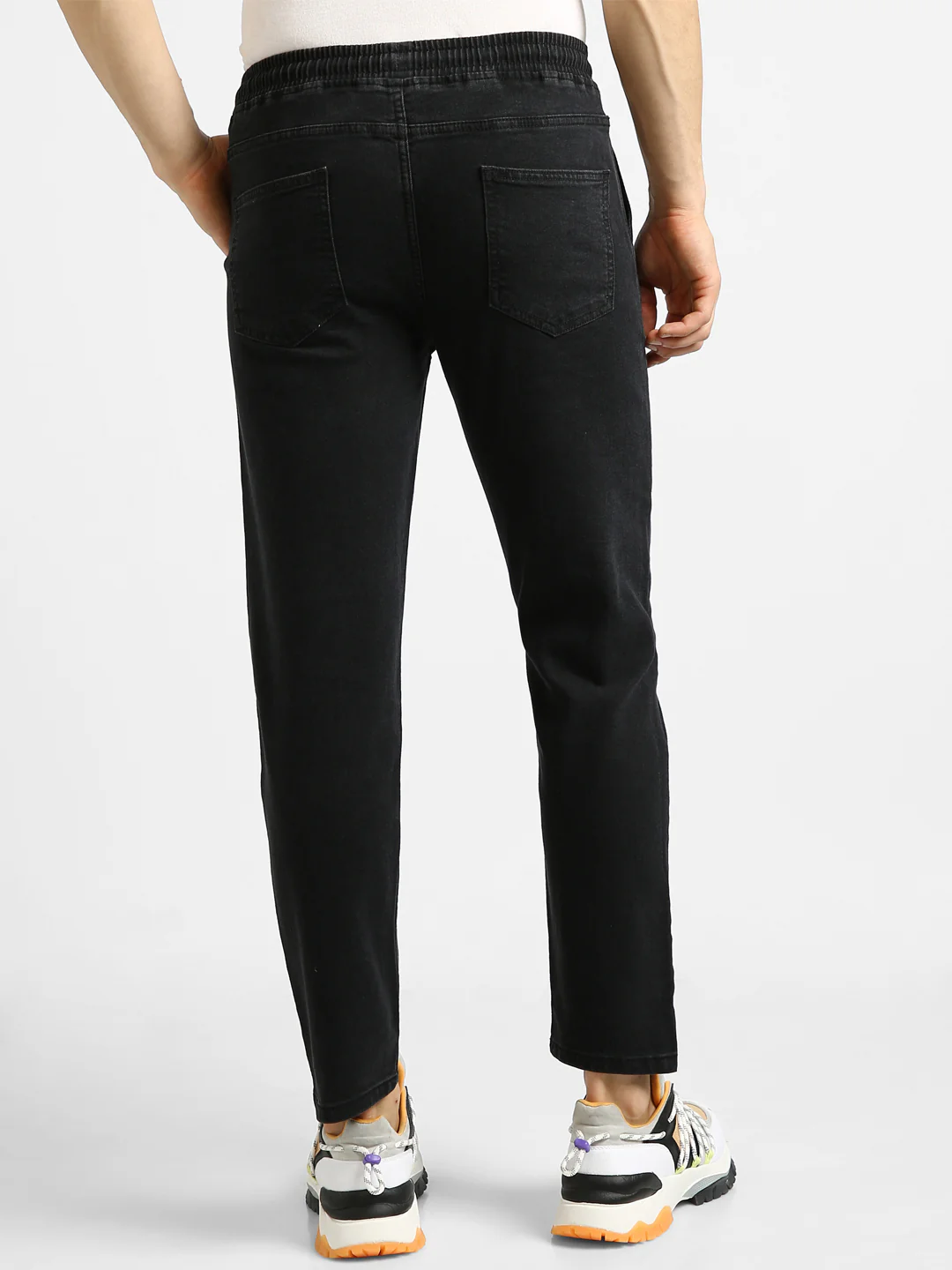 Men's Black Regular Fit Washed Jogger Jeans Stretchable - Image 4
