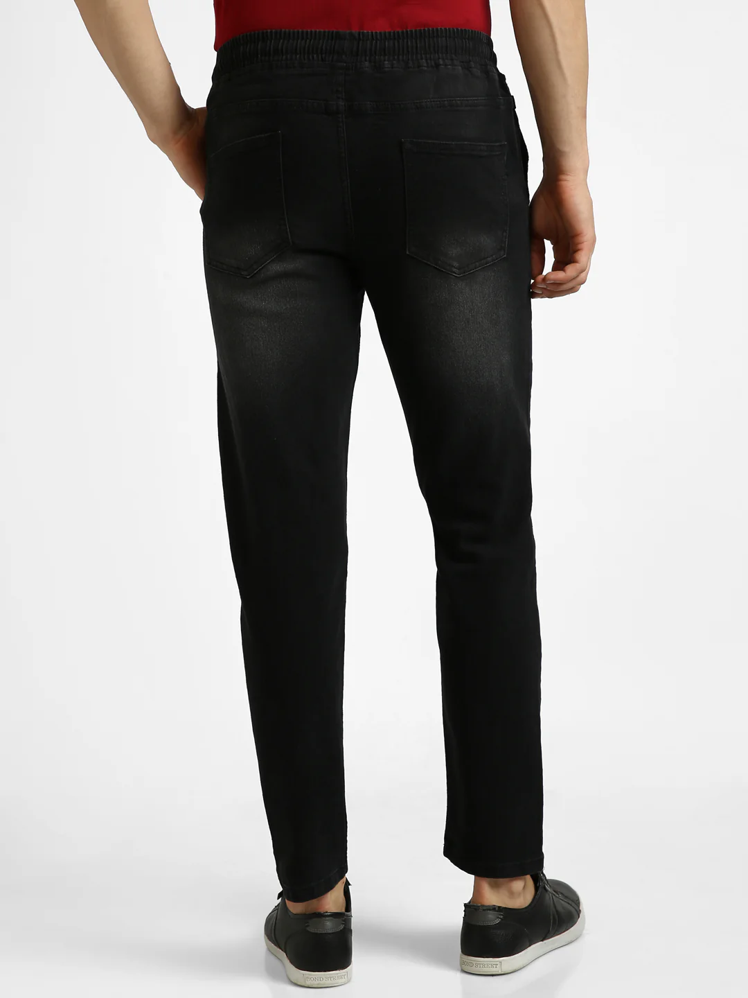 Men's Black Regular Fit Washed Jogger Jeans Stretchable - Image 3