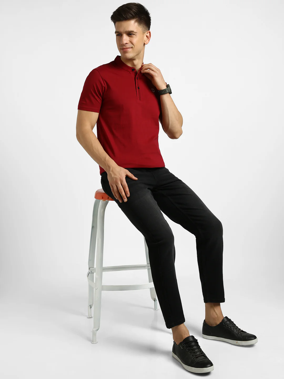 Men's Black Regular Fit Washed Jogger Jeans Stretchable - Image 4