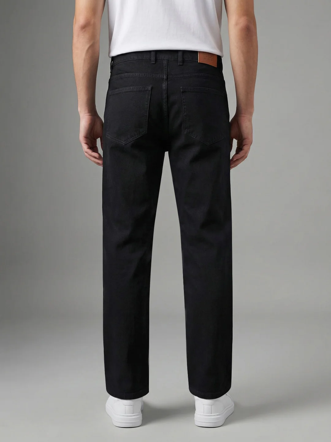 Men's Black Relaxed Fit Washed Denim Jeans Non-Stretchable - Image 3