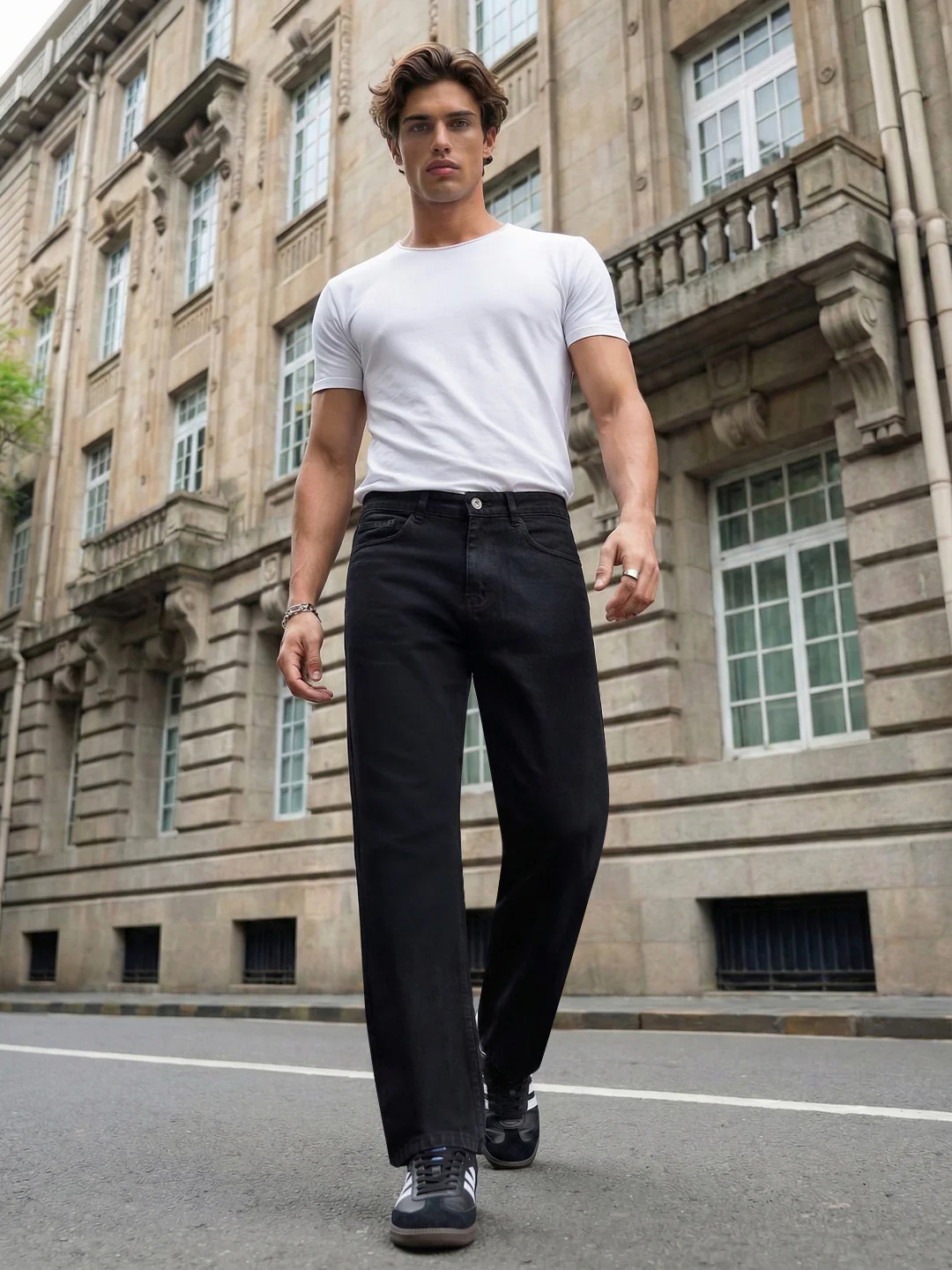 Men's Black Relaxed Fit Washed Denim Jeans Non-Stretchable - Image 4