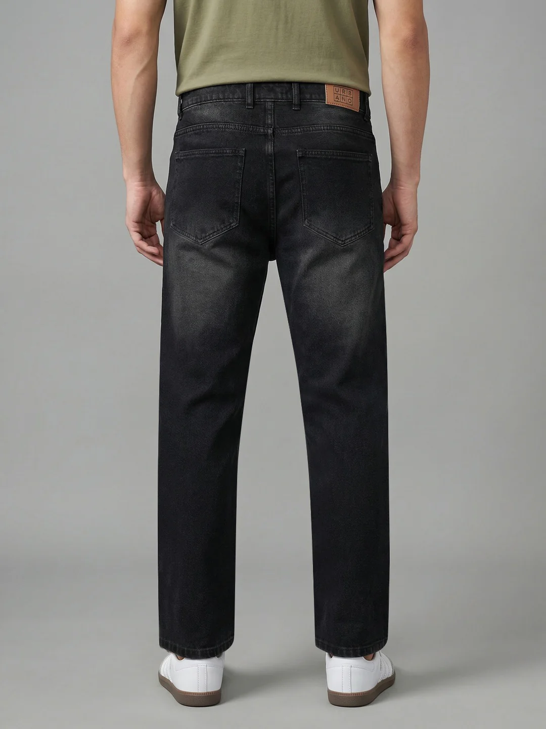 Men's Black Relaxed Fit Washed Denim Jeans Non-Stretchable - Image 3
