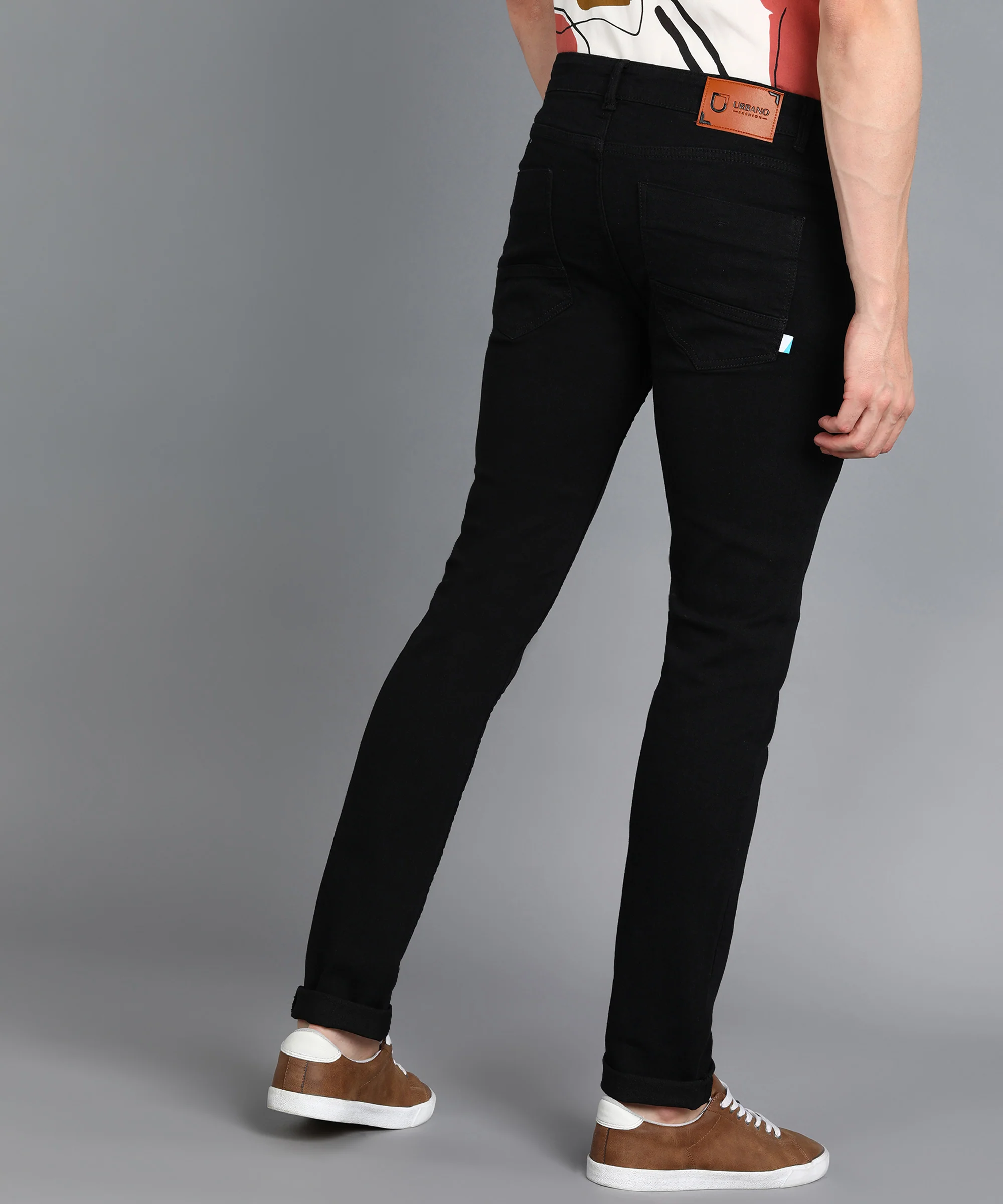 Men's Black Skinny Fit Washed Jeans Stretchable - Image 3