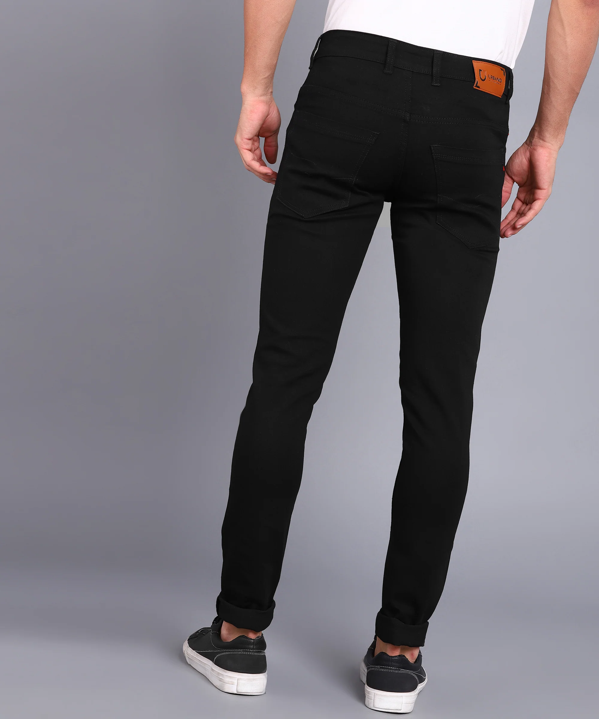 Men's Black Slim Fit Knee Slit Stretchable Jeans - Image 3
