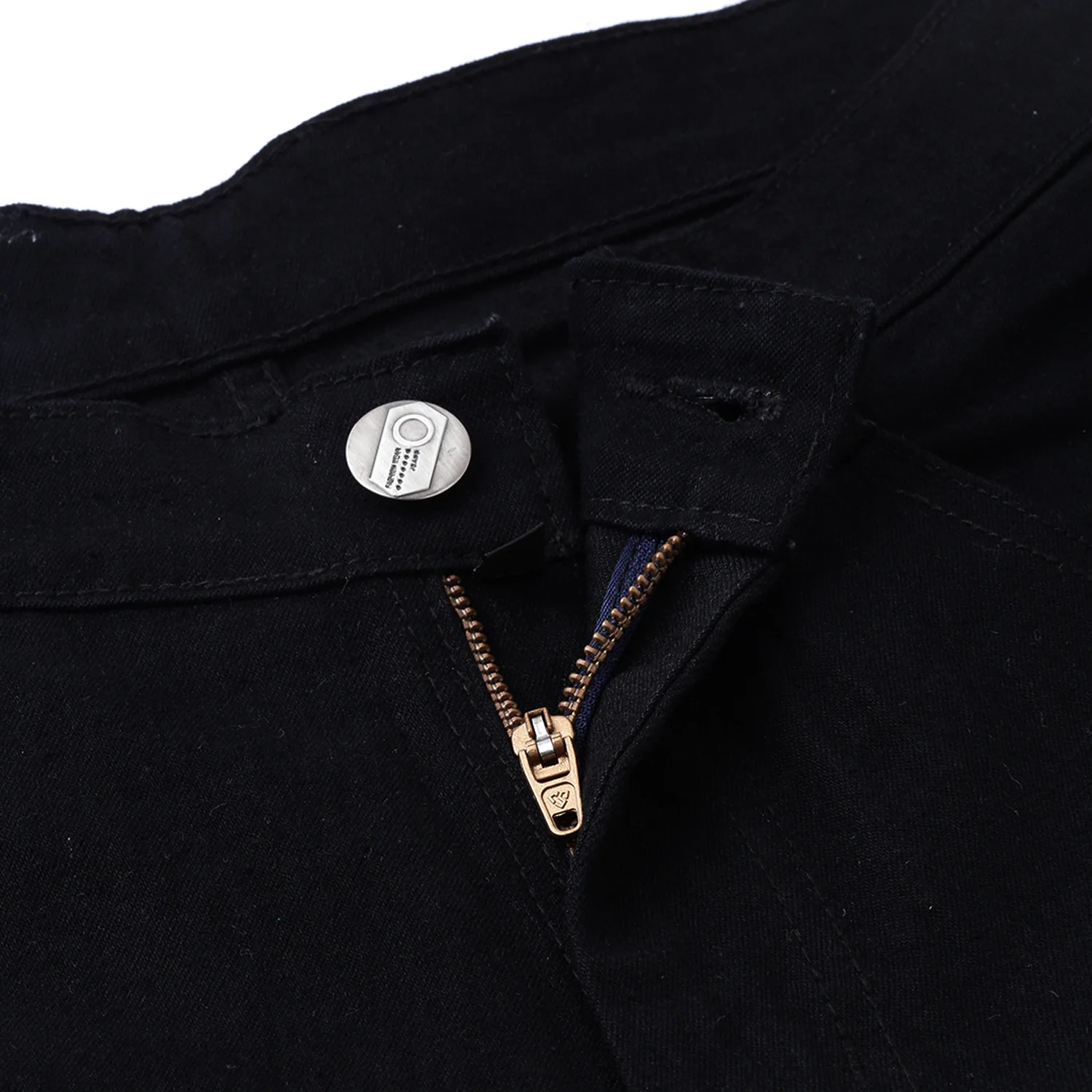 Men's Black Slim Fit Stretch Zippered Jeans - Image 5