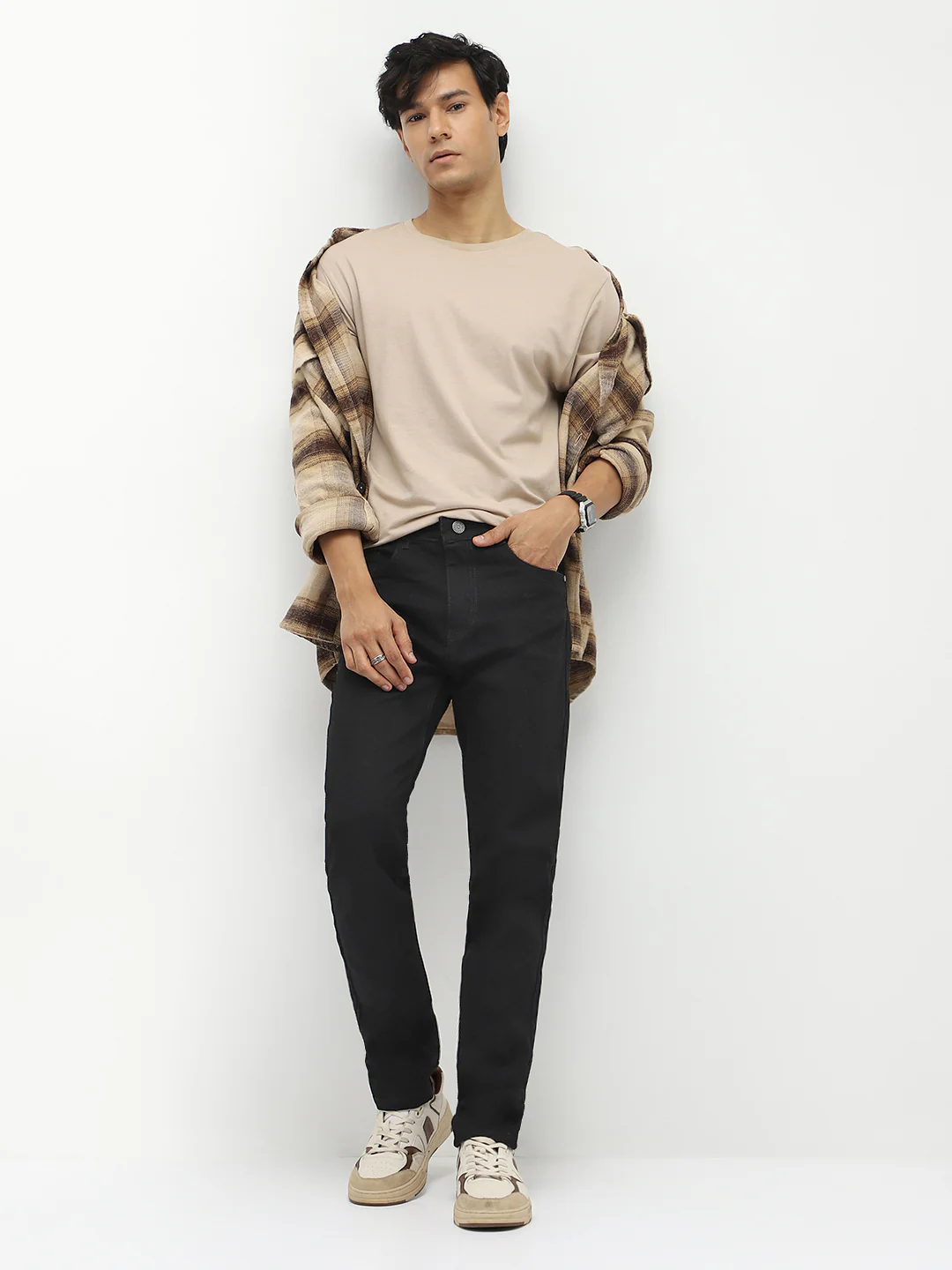 Men Slim Mid Rise Black Jeans Stretchable - Image 5