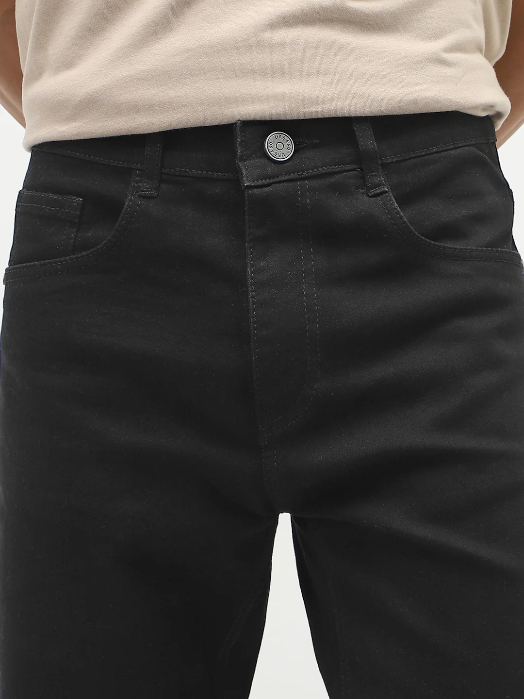 Men Slim Mid Rise Black Jeans Stretchable - Image 6