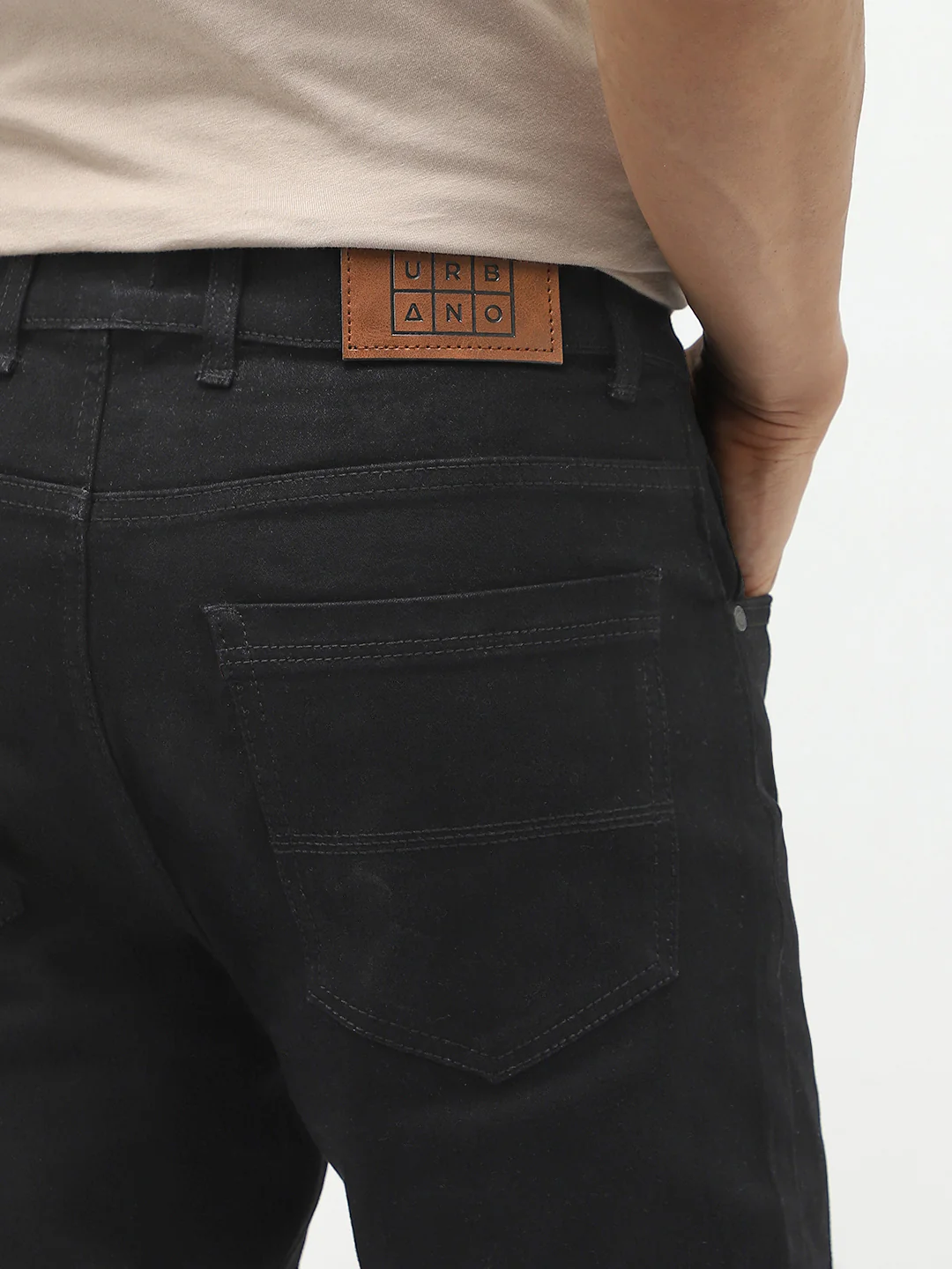 Men Slim Mid Rise Black Jeans Stretchable - Image 7