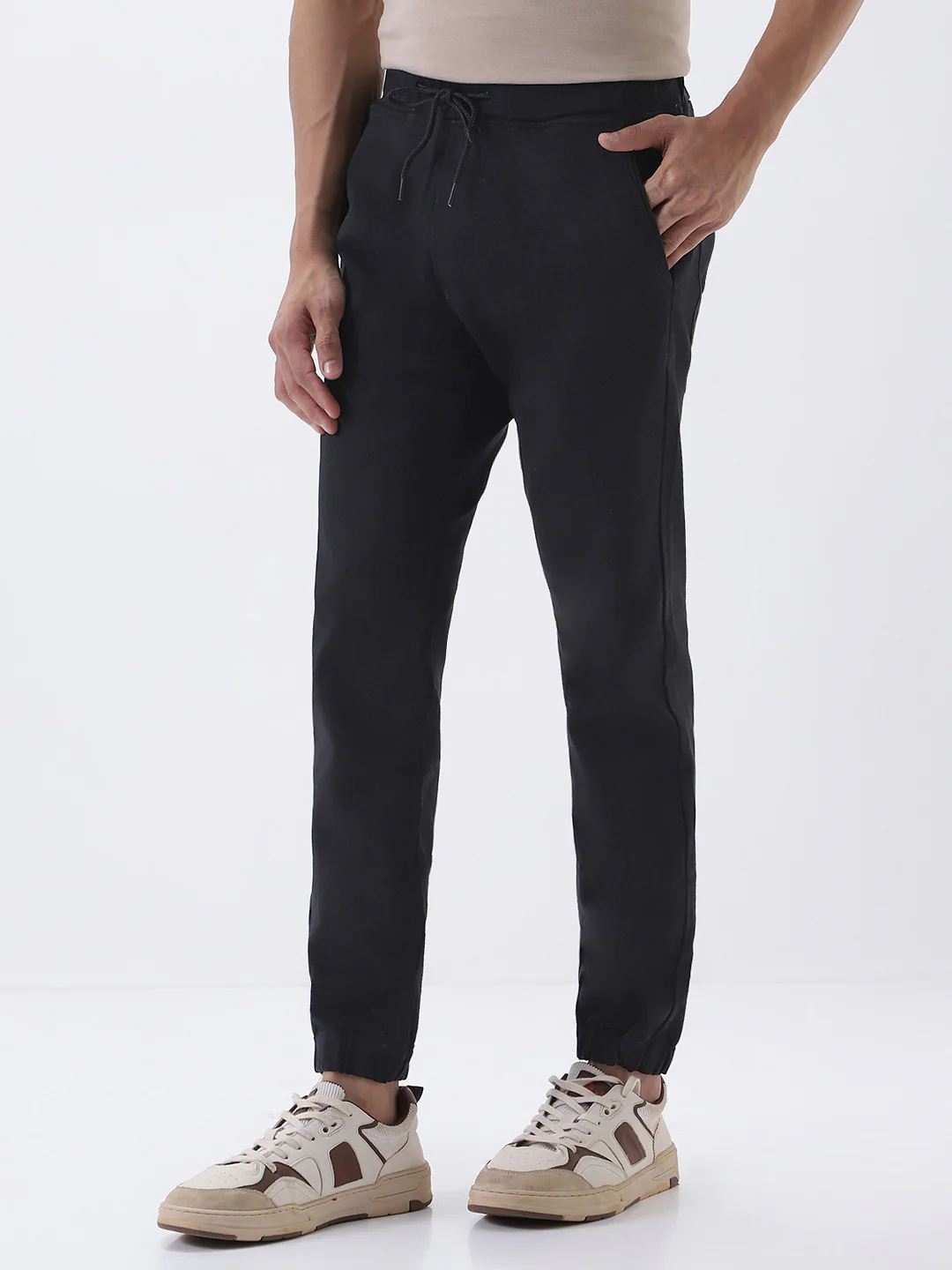 Men's Black Slim Fit Stretch Jogger Jeans - Image 2
