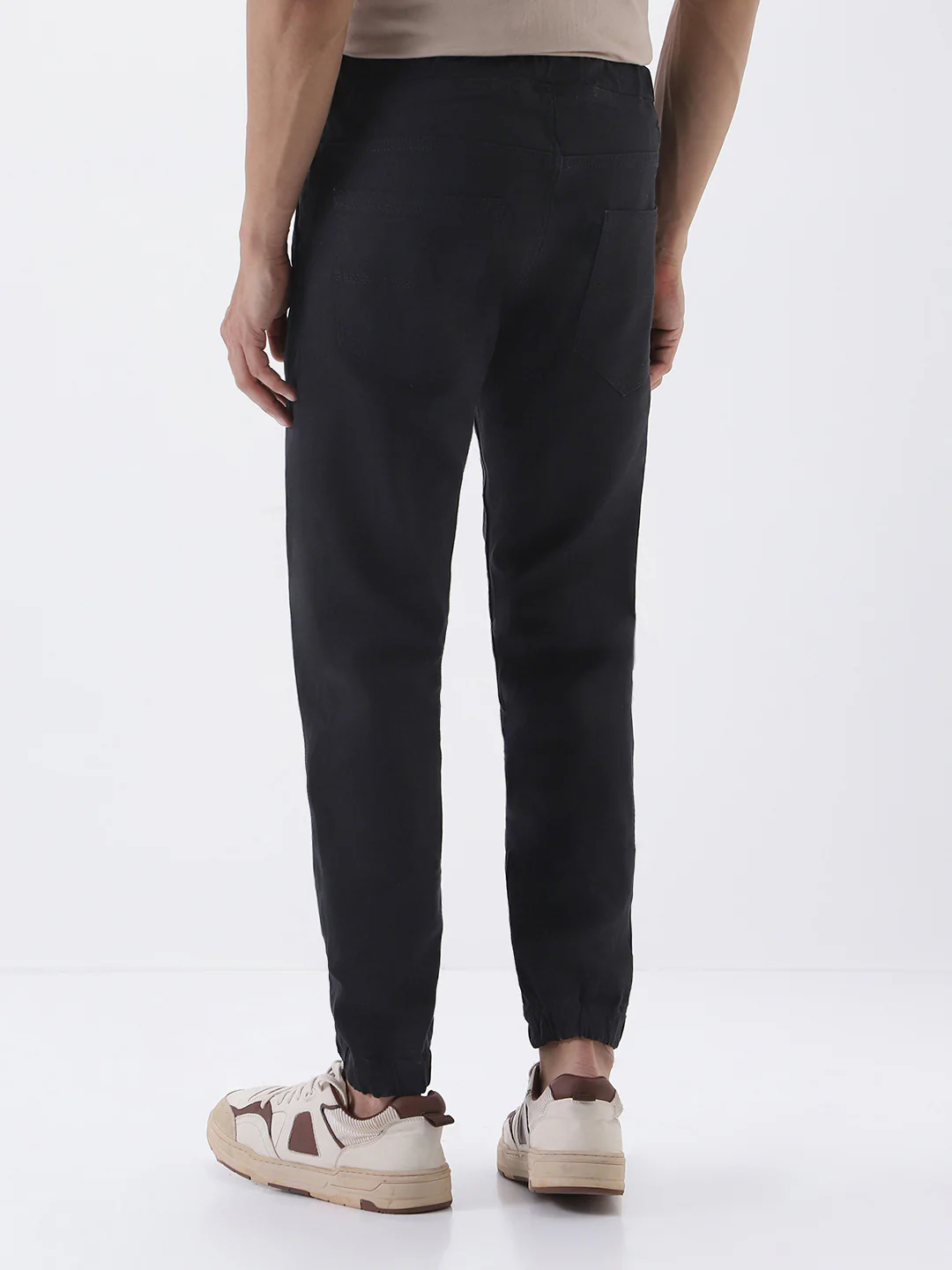 Men's Black Slim Fit Stretch Jogger Jeans - Image 3