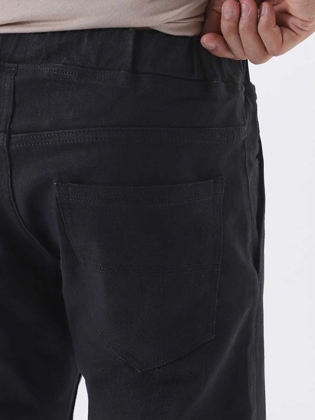 Men's Black Slim Fit Stretch Jogger Jeans - Image 6