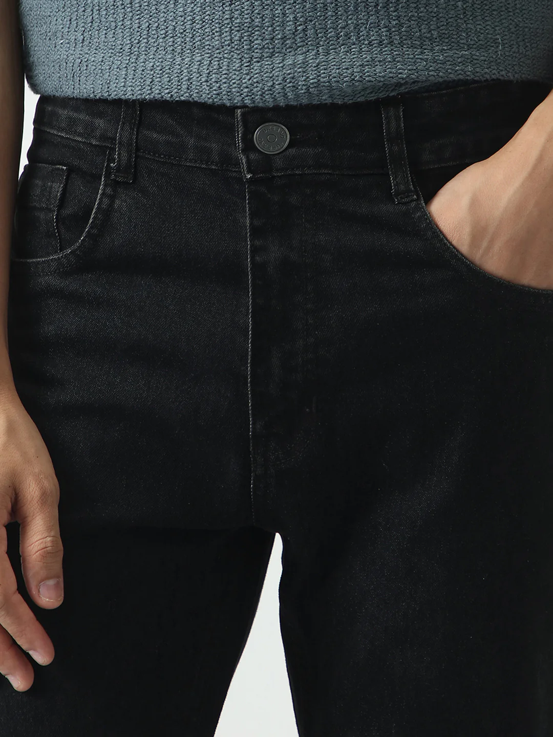Men's Black Slim Fit Washed Denim Jeans Stretchable - Image 6