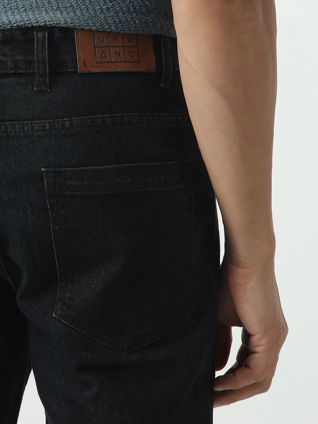 Men's Black Slim Fit Washed Denim Jeans Stretchable - Image 7