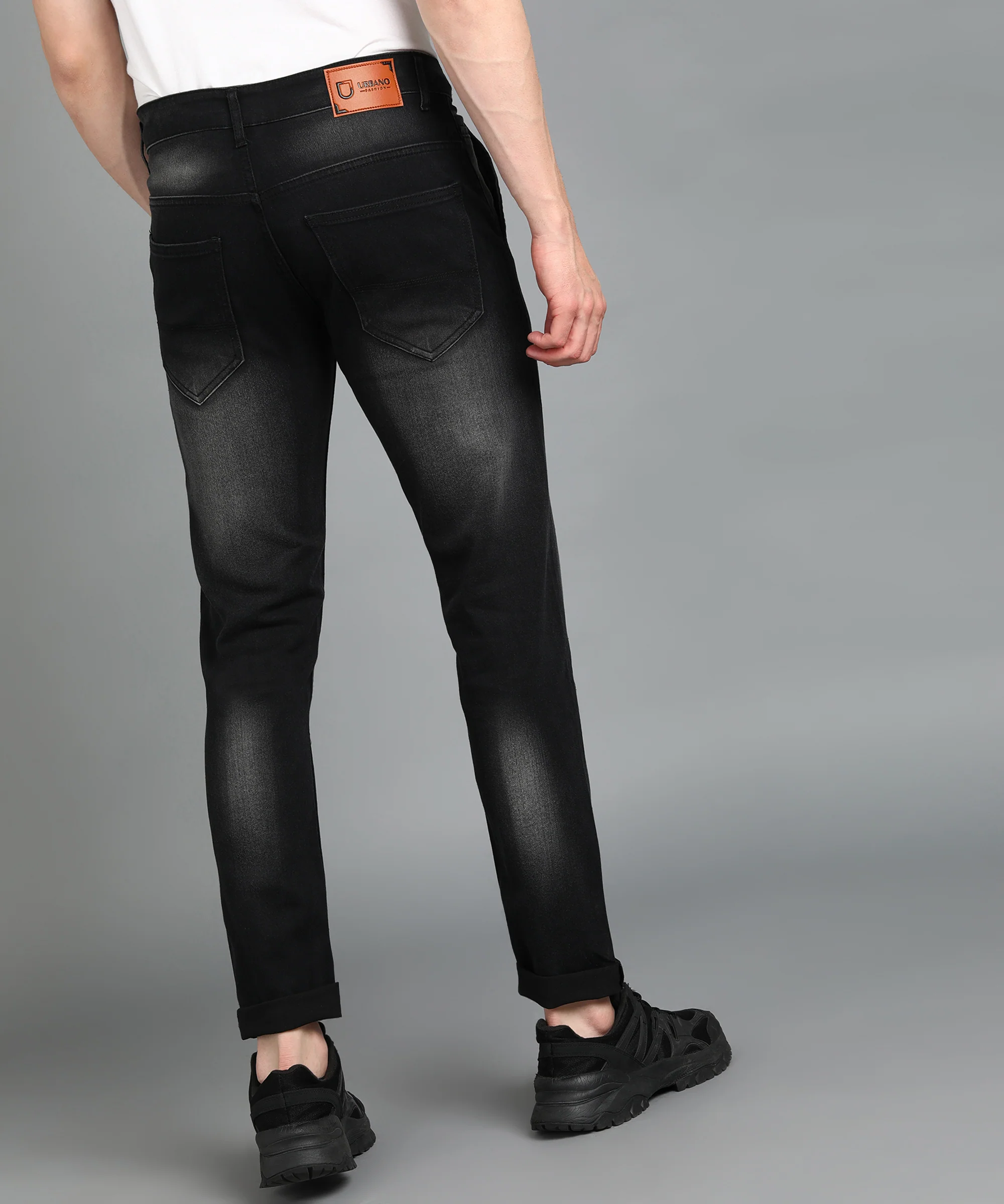 Men's Black Slim Fit Washed Jeans Stretchable - Image 4