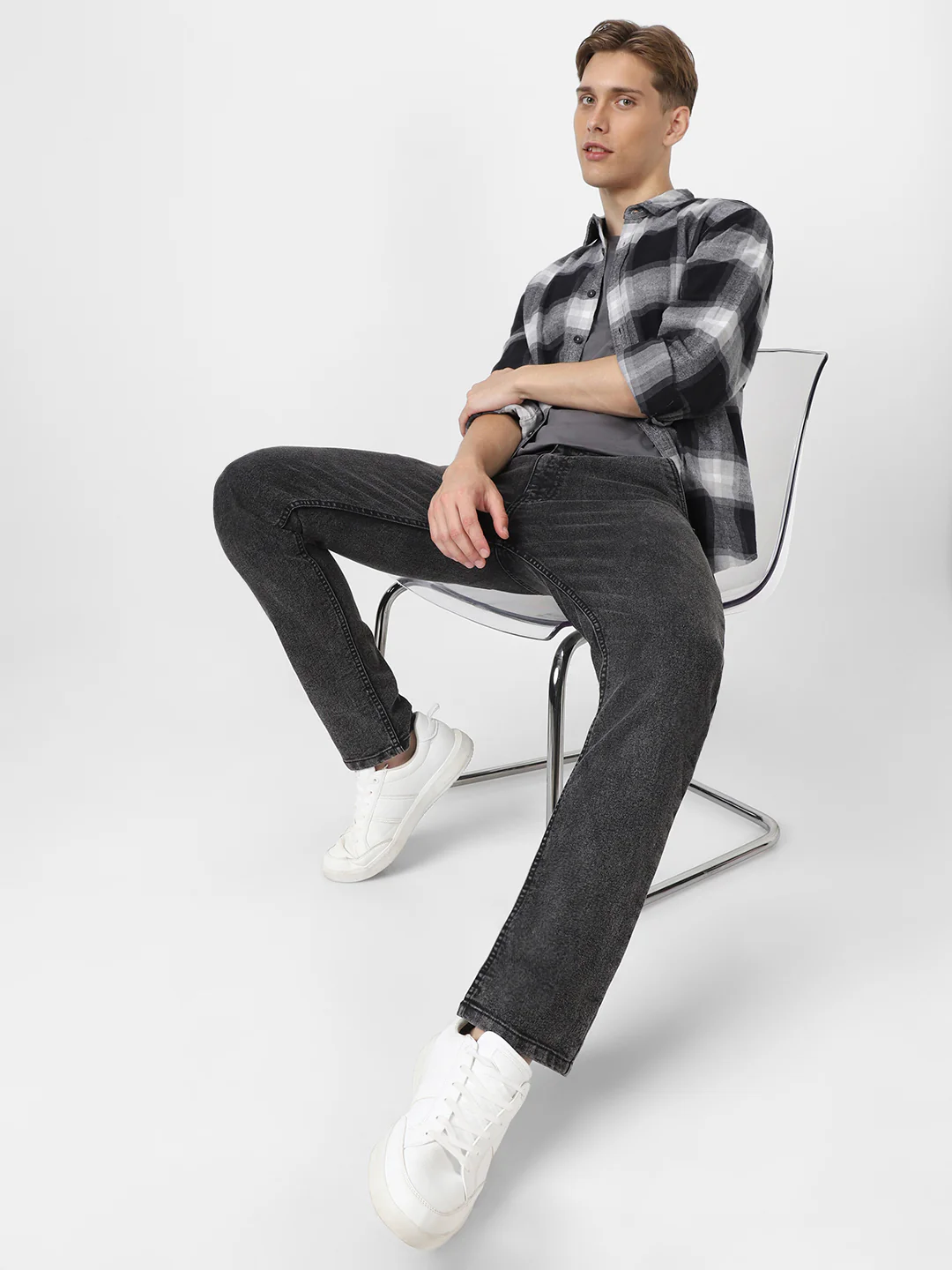 Men's Black Slim Fit Washed Jeans Stretchable - Image 4