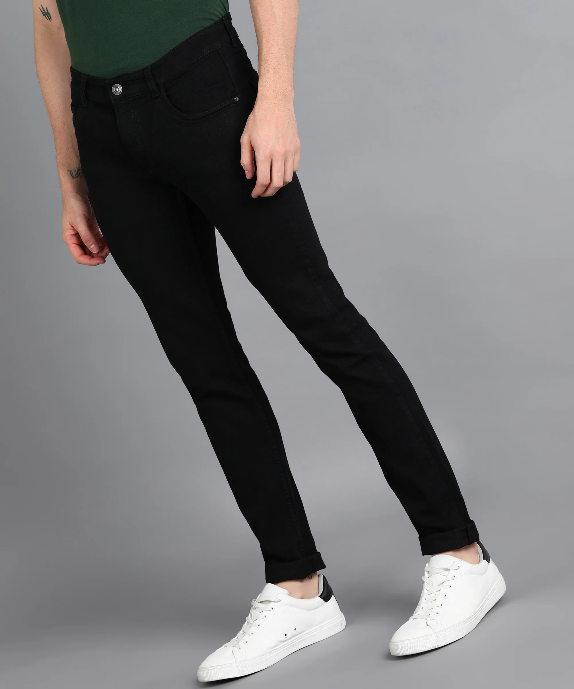 Men's Black Slim Fit Washed Jeans Stretchable - Image 2