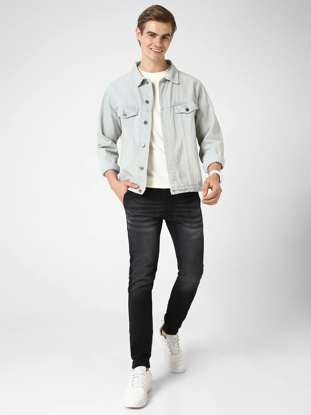 Men's Black Slim Fit Washed Jogger Jeans Stretchable - Image 5