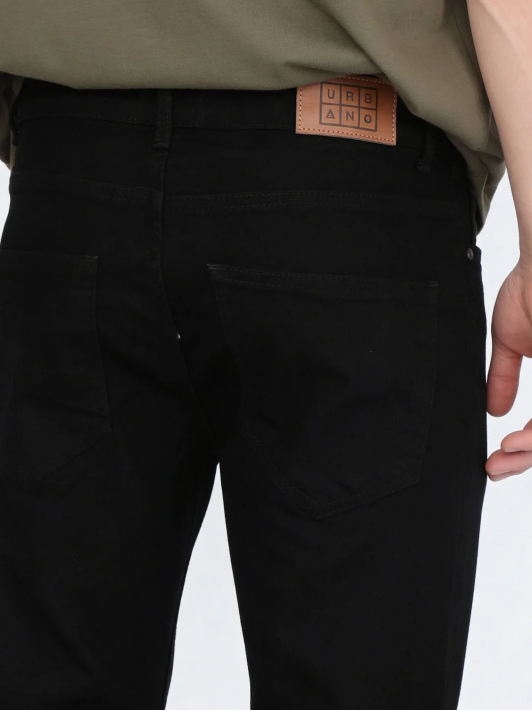 Men's Black Straight Fit Raw Washed Denim Jeans Stretchable - Image 6