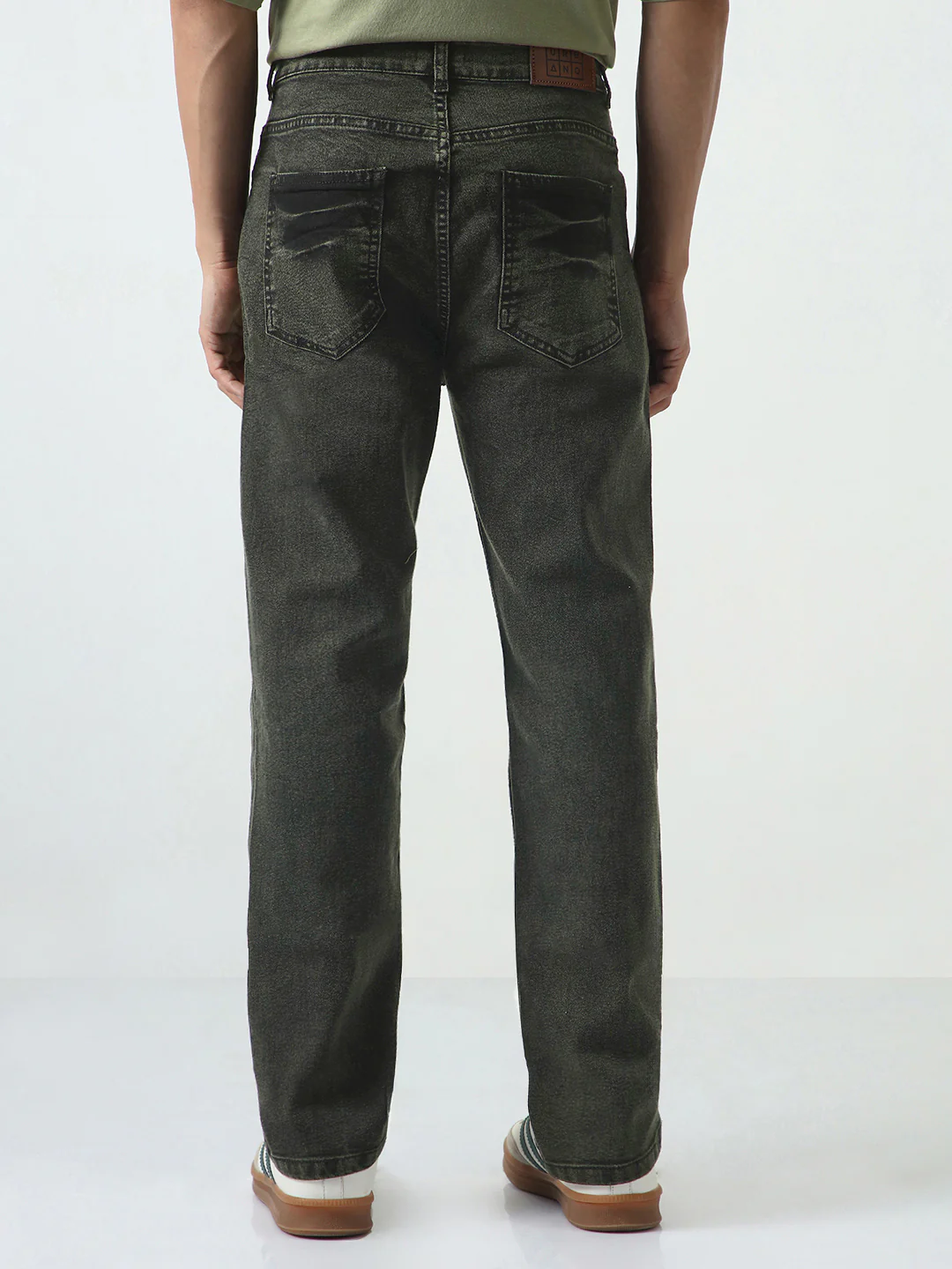 Men's Black Straight Fit Heavy Washed Jeans Stretchable - Image 3