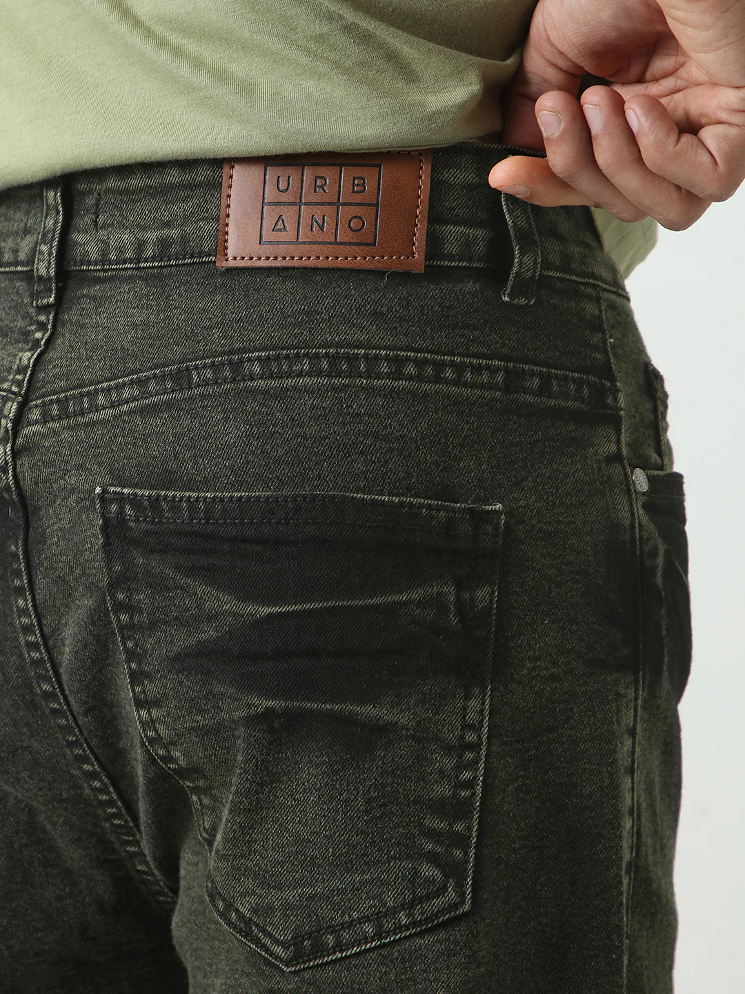 Men's Black Straight Fit Heavy Washed Jeans Stretchable - Image 6
