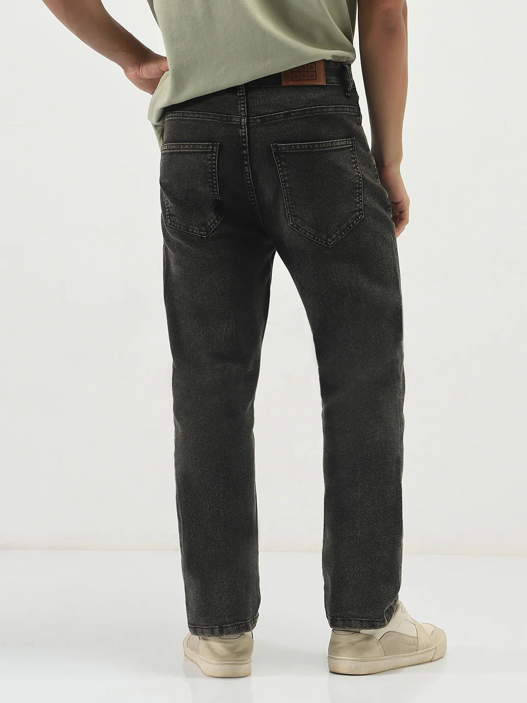 Men's Black Straight Fit Heavy Washed Jeans Stretchable - Image 3