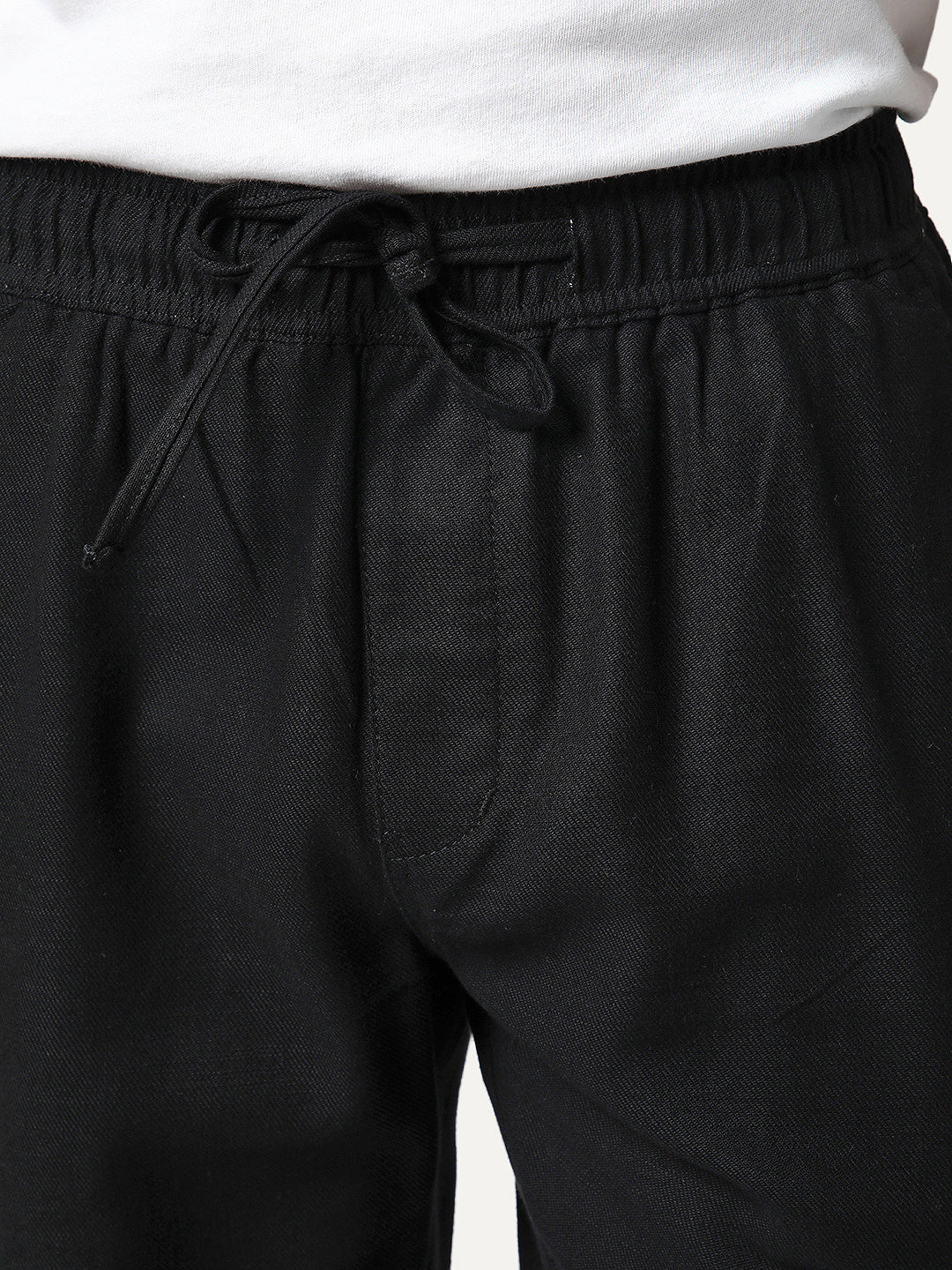 Men's Black Straight Fit Linen Cargo Pants with 6 Pockets - Image 5