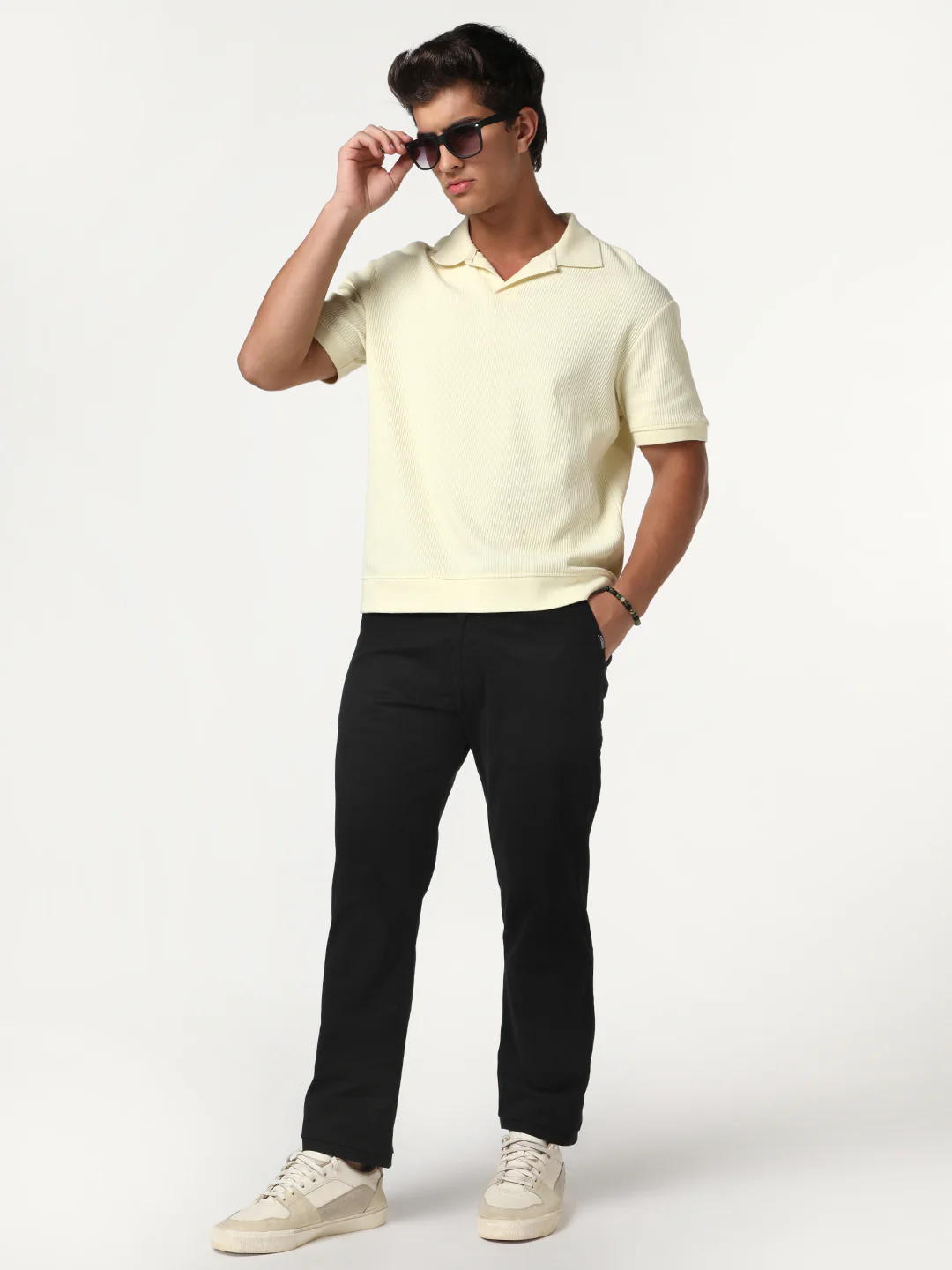 Men's Black Straight Fit Mid Rise Cotton Casual Chinos Trousers Stretch - Image 4