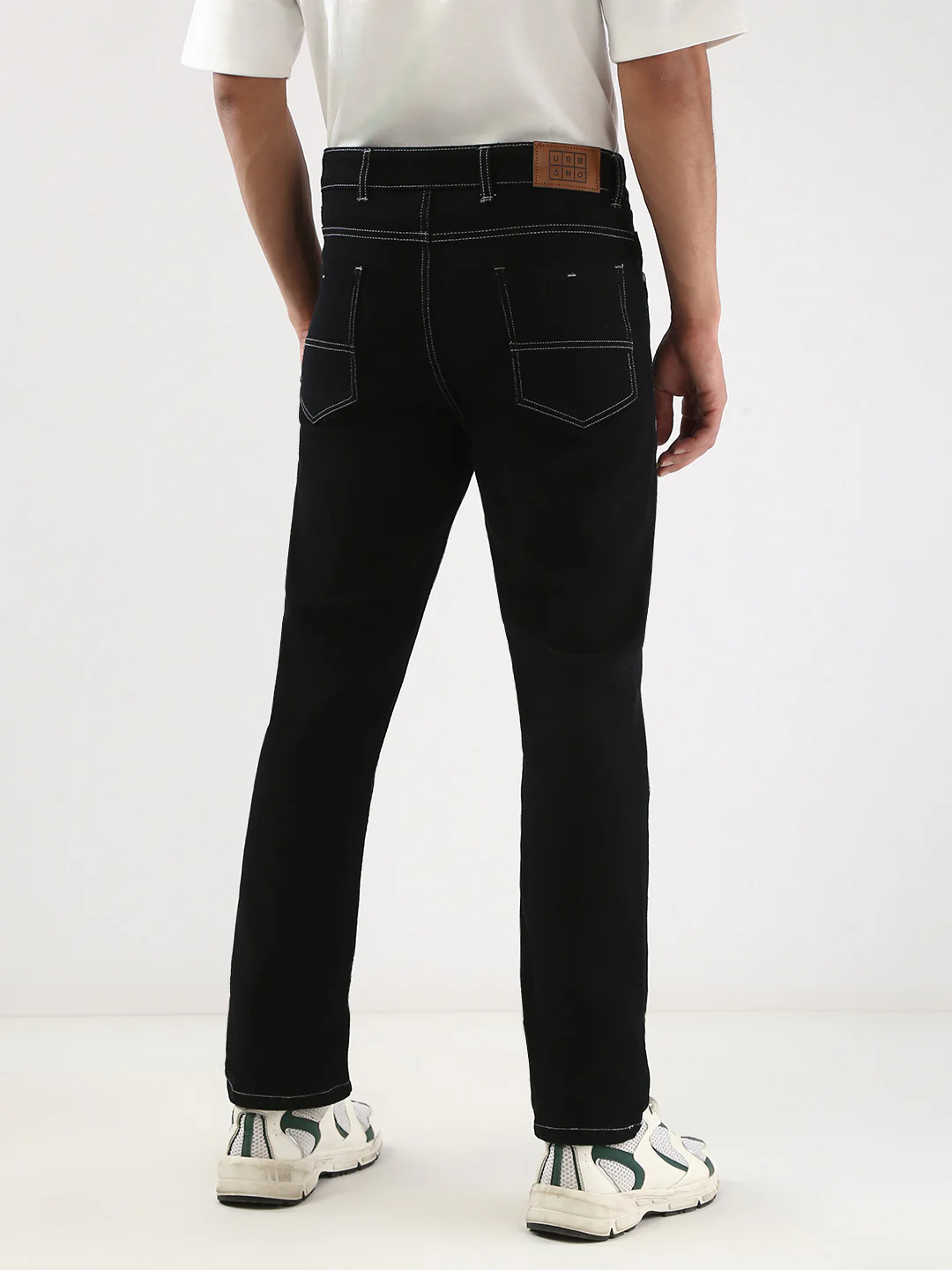 Men's Black Straight Fit Washed Jeans Stretchable - Image 3