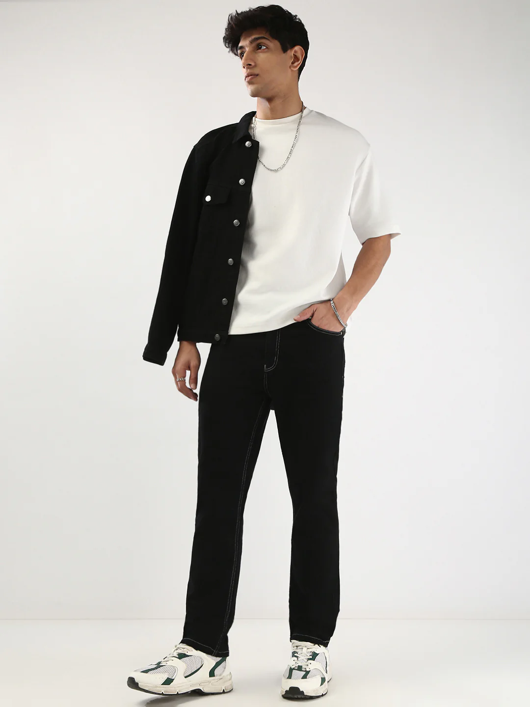 Men's Black Straight Fit Washed Jeans Stretchable - Image 4