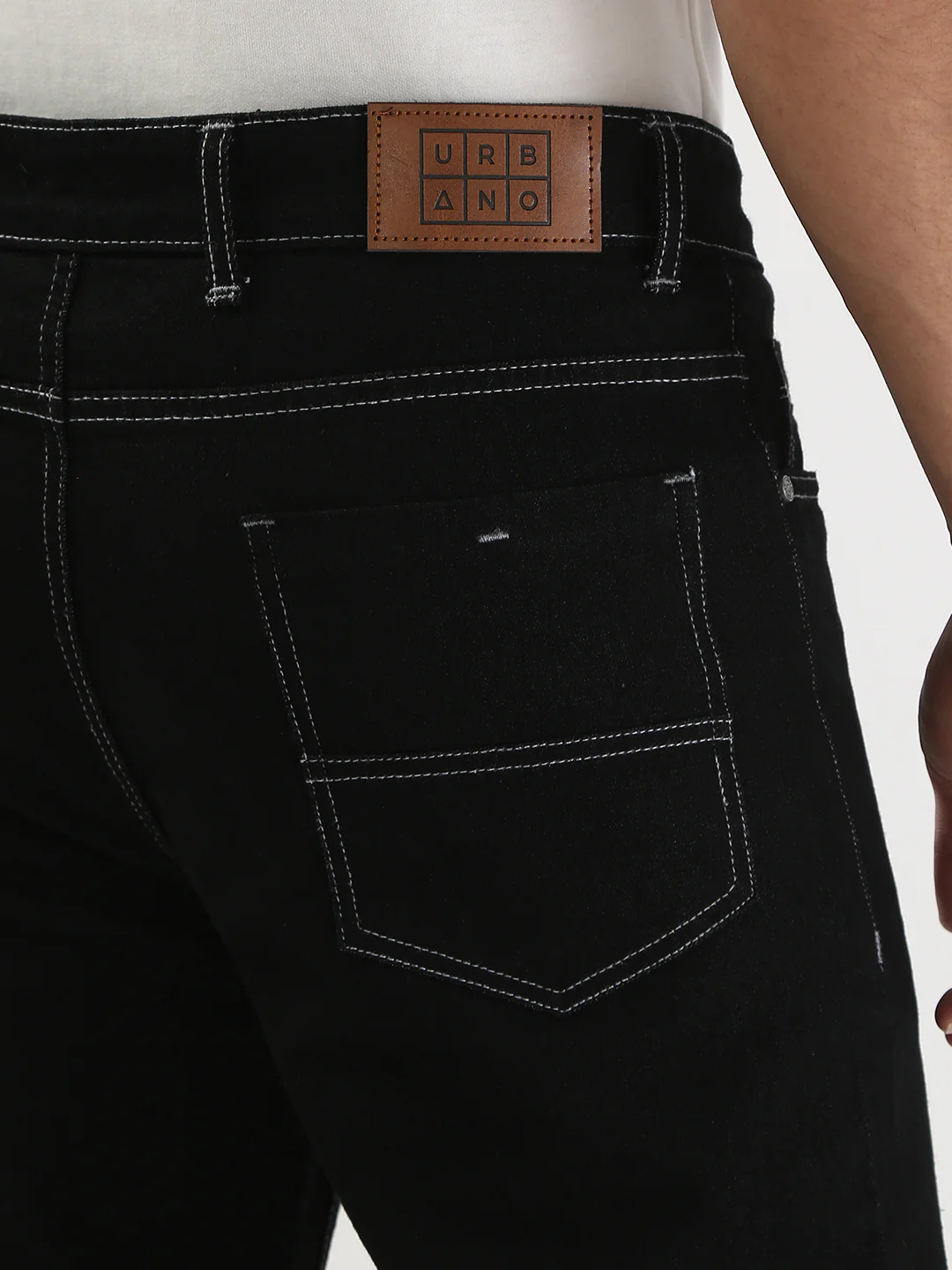 Men's Black Straight Fit Washed Jeans Stretchable - Image 6