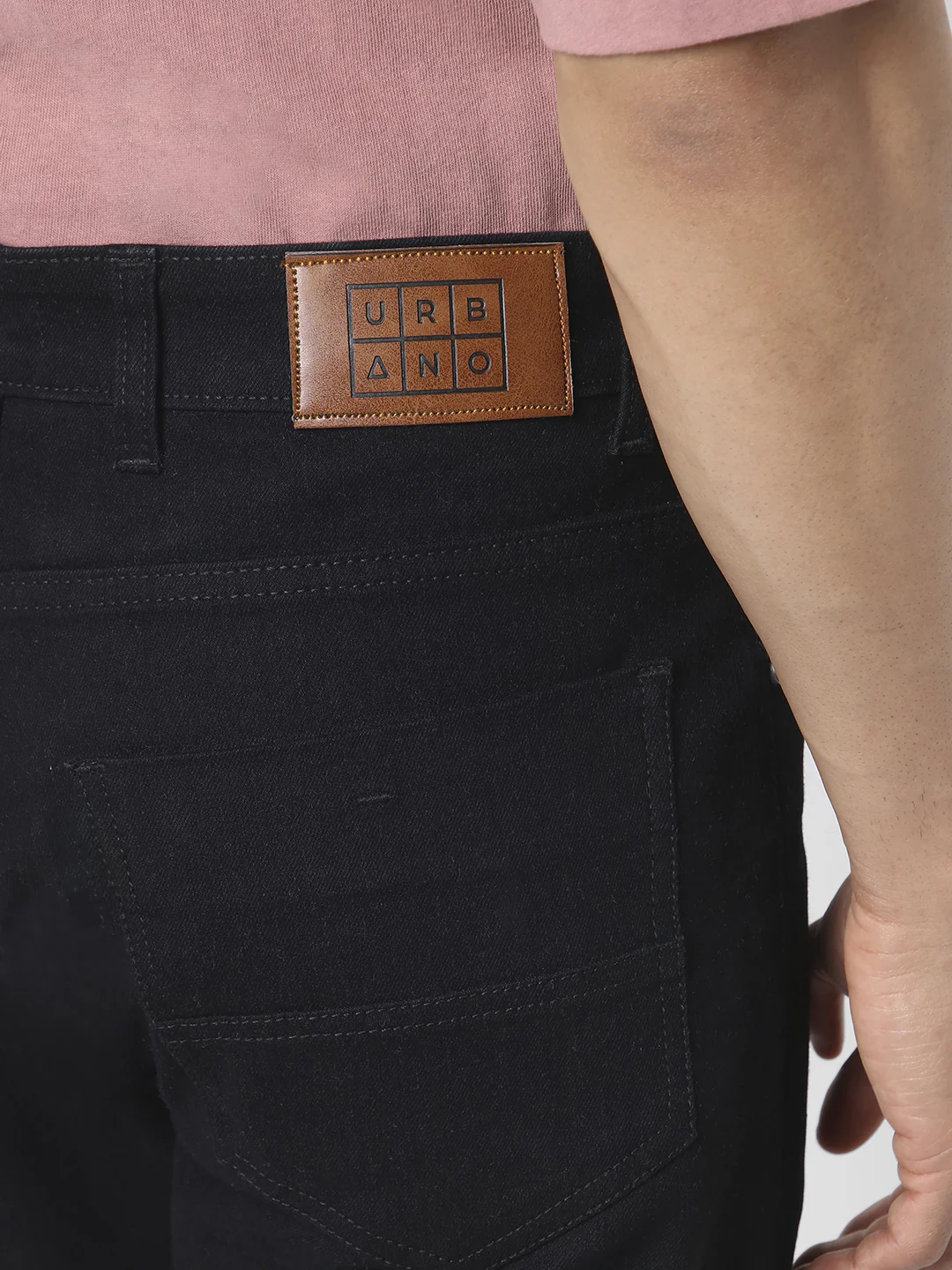 Men's Black Straight Fit Washed Jeans Stretchable - Image 6