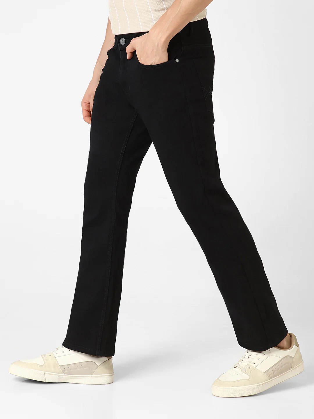 Men's Black Washed Bootcut Jeans Stretchable - Image 3